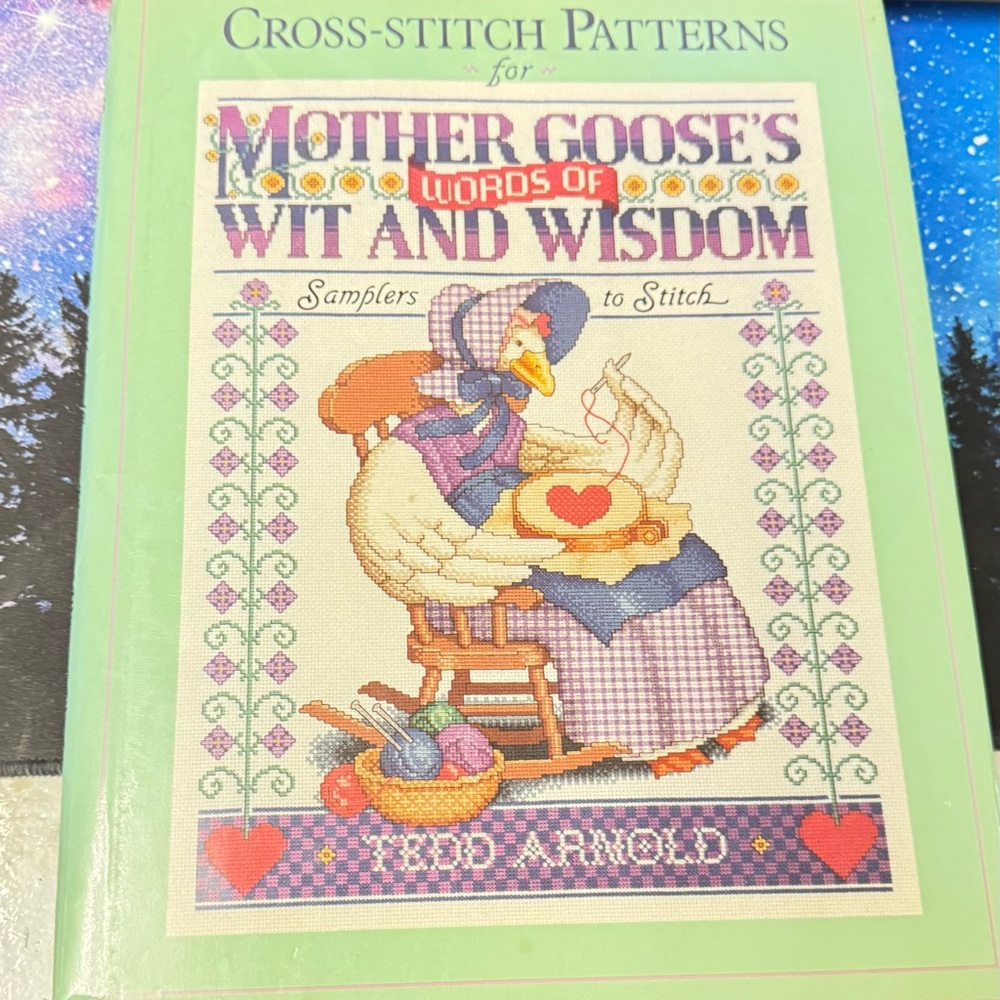 Mother Goose's Words of Wit and Wisdom Cross-Stitch Patterns Book